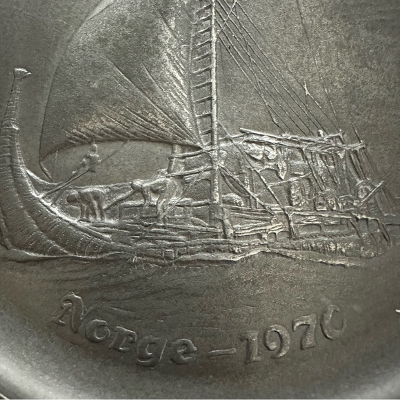 Rare Eik Tinn Pewter Raft Boat Ra II 1970 Collector Souvenir Plate Size 6 1/2'' - Picture 3 of 7